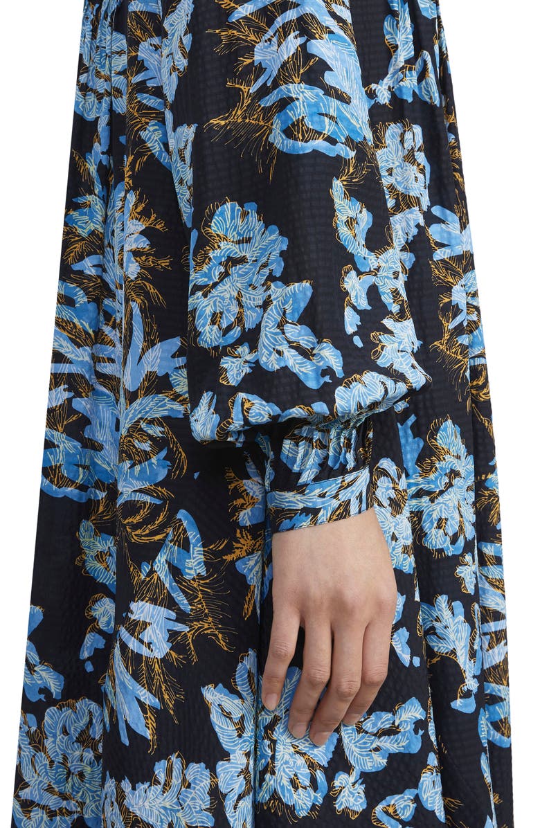 Lafayette 148 New York Floral Frost Handkerchief Hem Silk Peasant Dress, Alternate, color, 