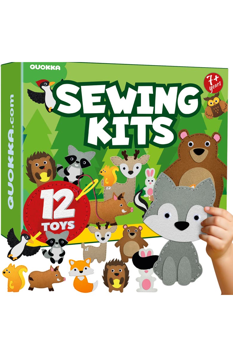 Quokka Kids Sewing Craft Kit with Felt Toys, Main, color, Wood