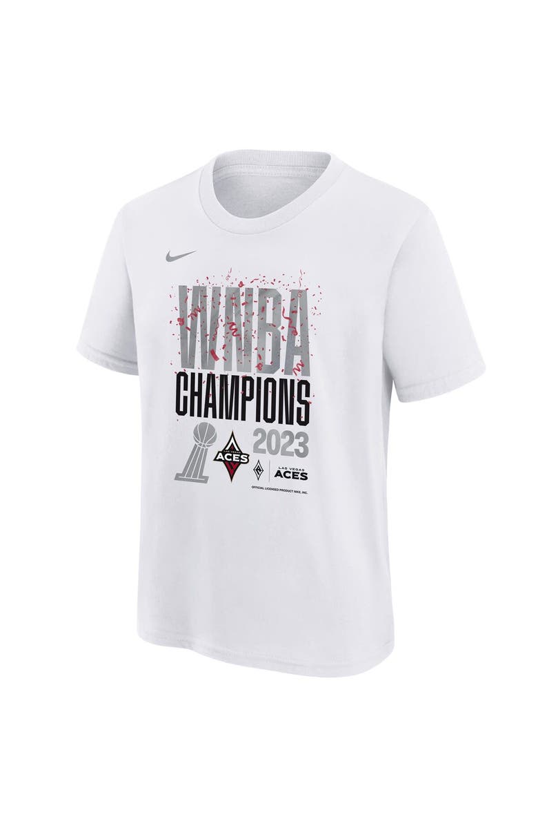 NBA Youth Nike White Las Vegas Aces 2023 WNBA Finals Champions Authentic Parade T-Shirt, Alternate, color, 