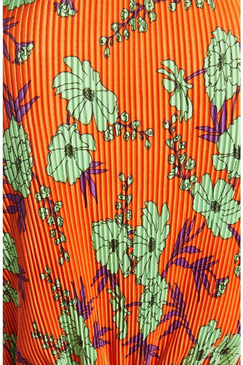 Floral Long Sleeve Plissé Romper, Alternate, color, ORANGE MULTI