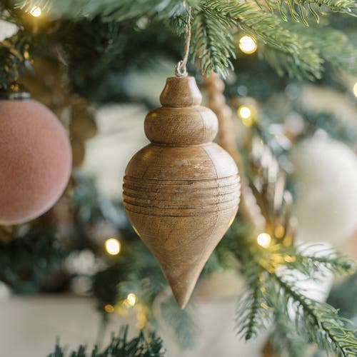 Cg Hunter 5" Wooden Finial Christmas Ornaments In Gold