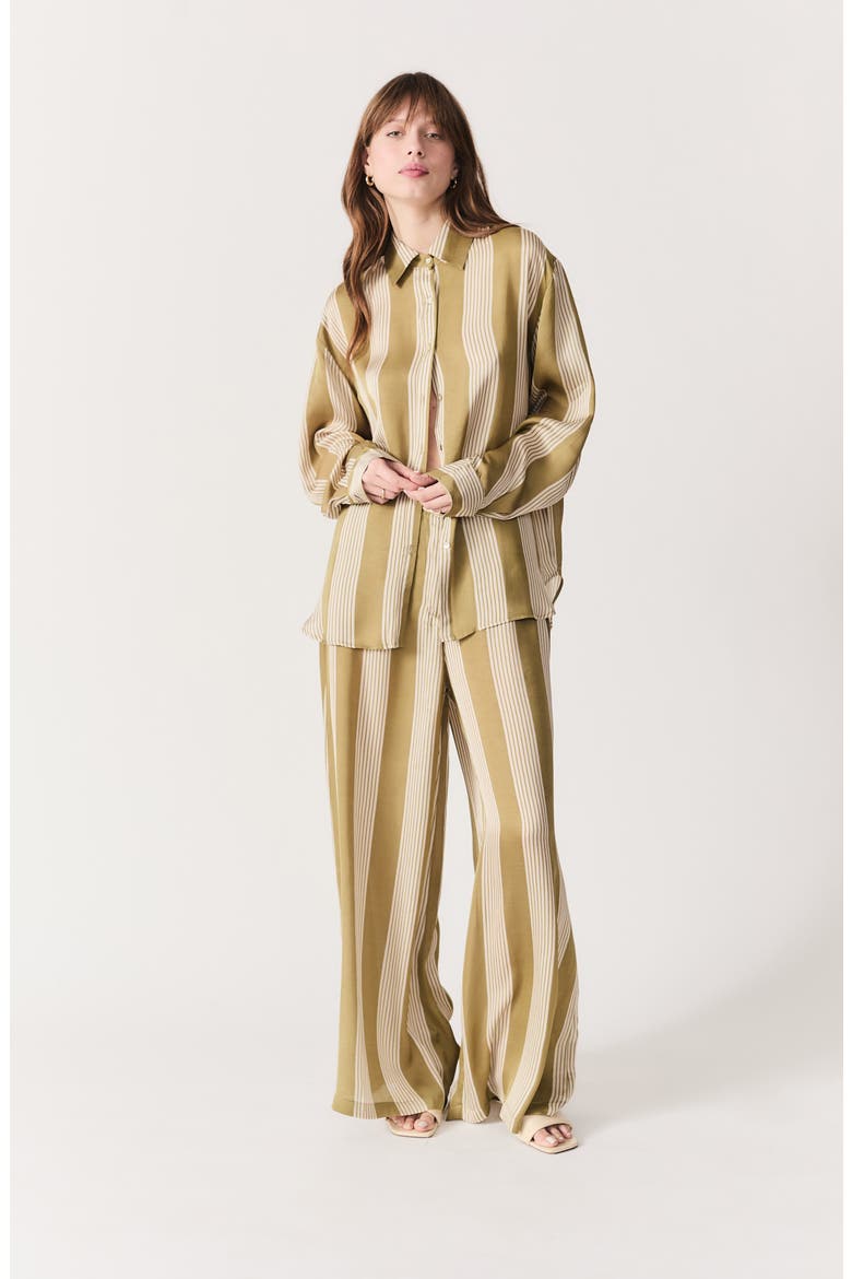 Milo Stripe Satin Shirt, Alternate, color, KHAKI WITH ECRU STRIPES