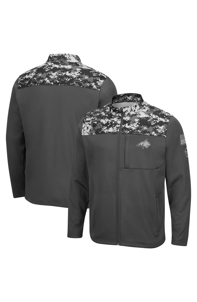 COLOSSEUM Men's Colosseum Charcoal Montana State Bobcats OHT Military Appreciation Digi Camo Full-Zip Jacket, Alternate, color, 
