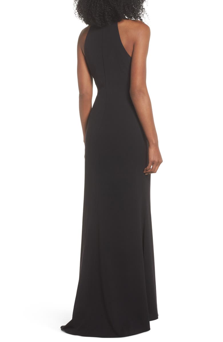 Eliza J Side Pleat Crossneck Gown, Alternate, color,