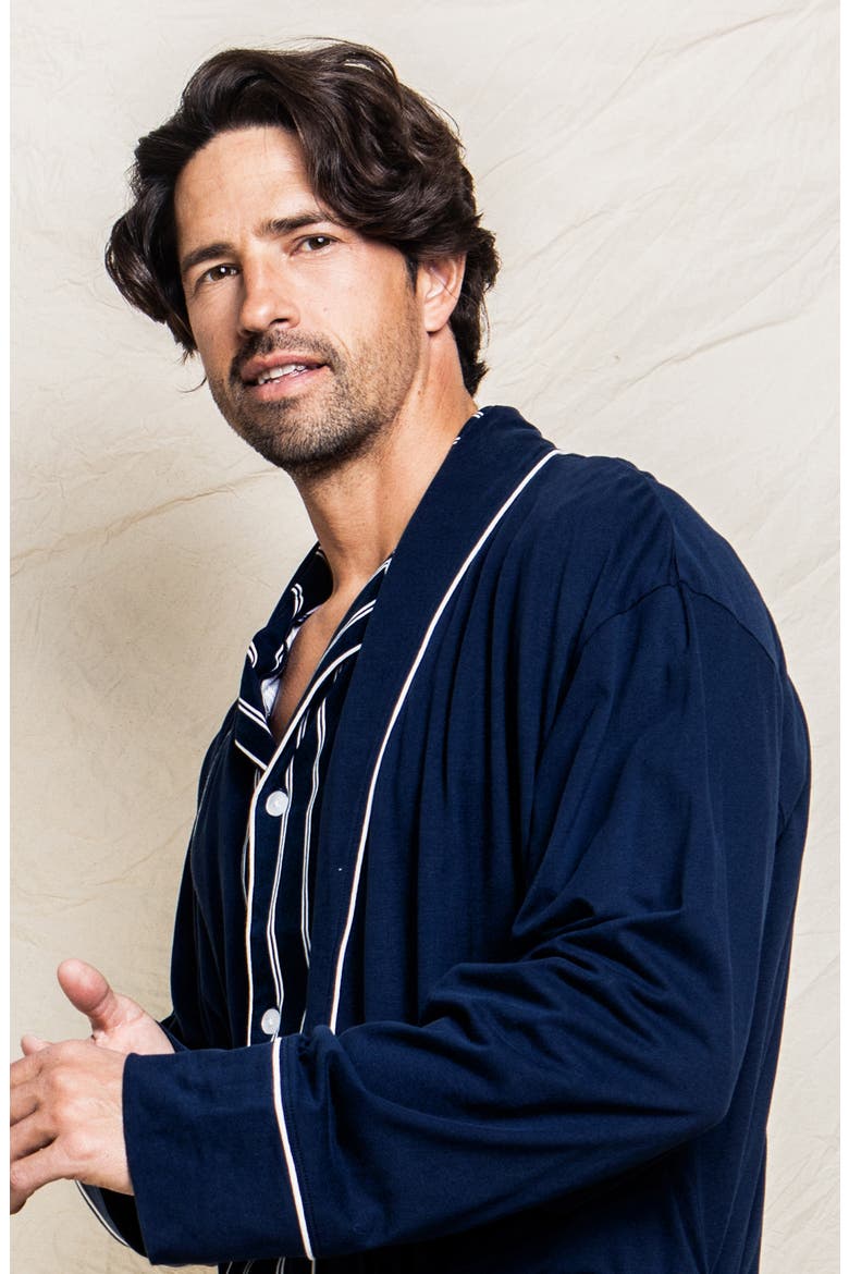 Pima Cotton Robe, Alternate, color, NAVY