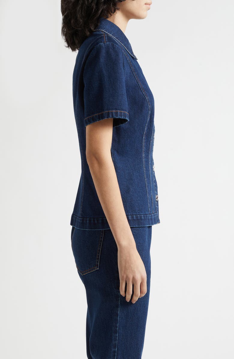 Toccin Halle Short Sleeve Denim Button-Up Shirt, Alternate, color,