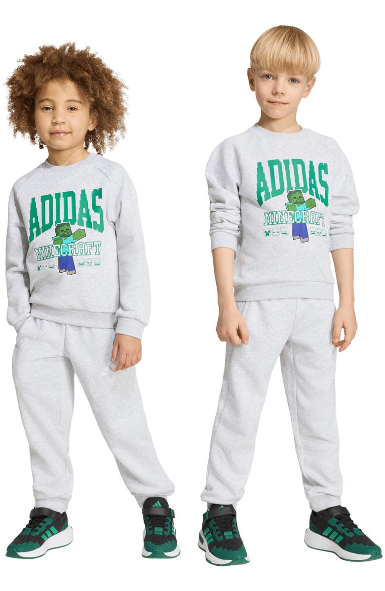 adidas Originals x Minecraft Kids' Graphic Sweatshirt & Joggers Set, Alternate, color, Light Grey Heather
