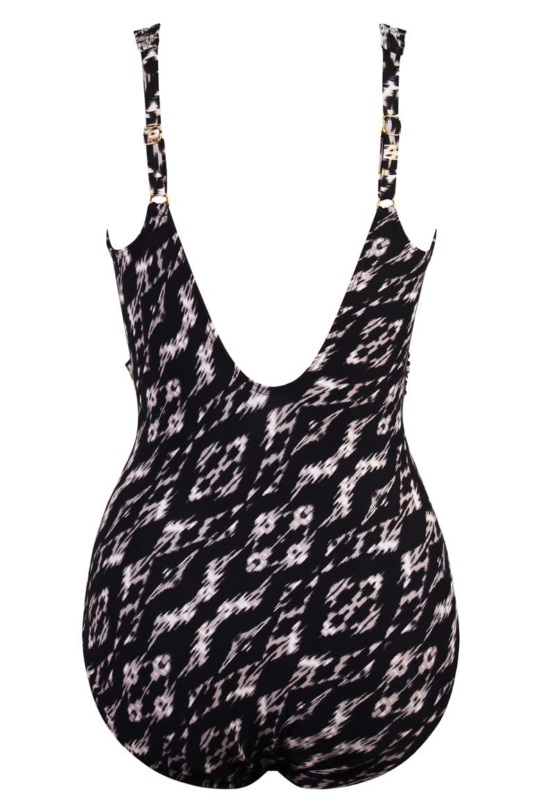 Labyrinth Sanibel Wrap Front One-Piece Swimsuit, Alternate, color, BLACK/WHITE