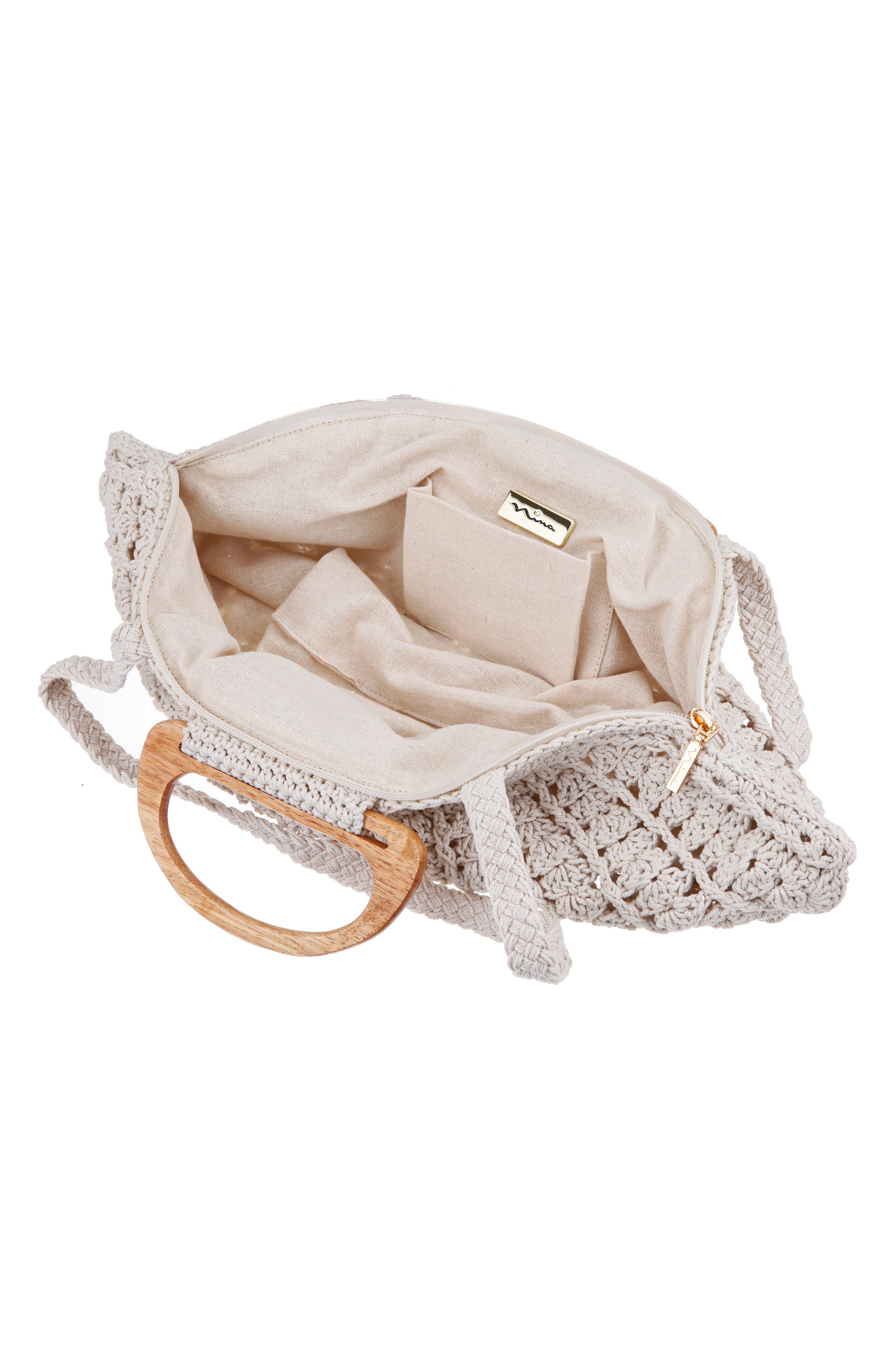 Nina Unity Crochet Shell Clutch, Alternate, color, Ivory