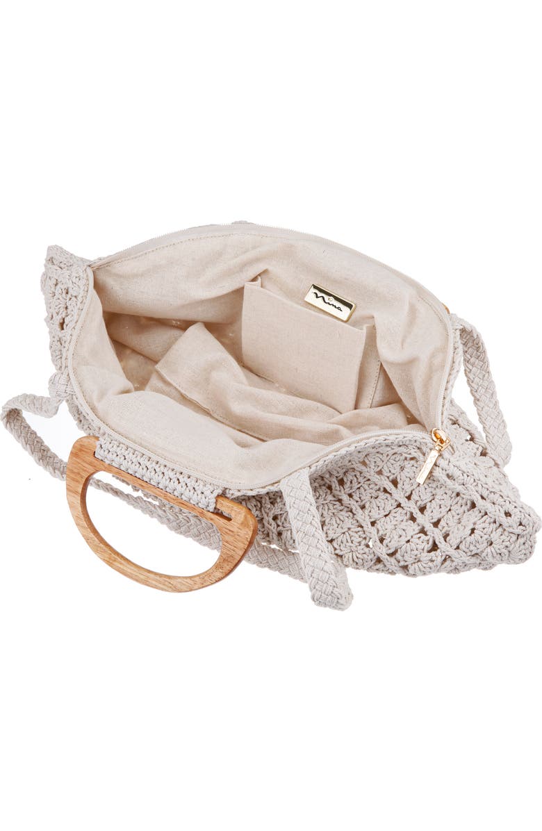 Nina Unity Crochet Shell Clutch, Alternate, color, Ivory