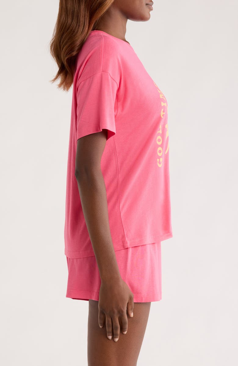 PJ Salvage Soft & Shortee Jersey Short Pajamas, Alternate, color, Bright Pink