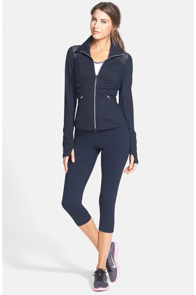 'Live In - Streamline' Mesh Detail Capris, Alternate, color, NAVY ECLIPSE