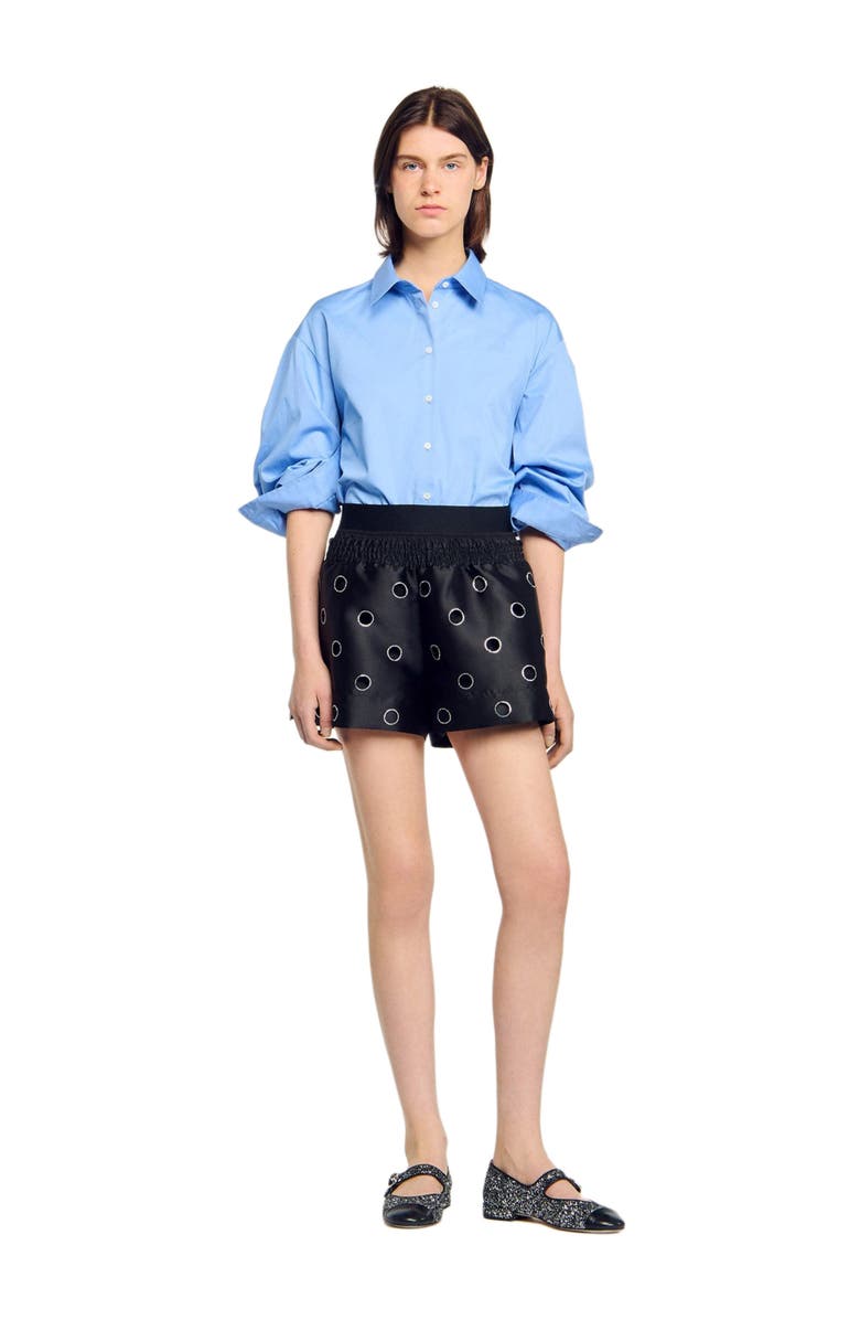 SANDRO Rhinestone shorts, Main, color, Black