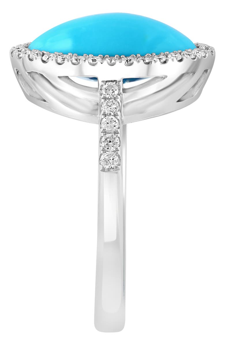 EFFY 14K White Gold Diamond Halo Turquoise Ring - 0.29 ctw., Alternate, color, 