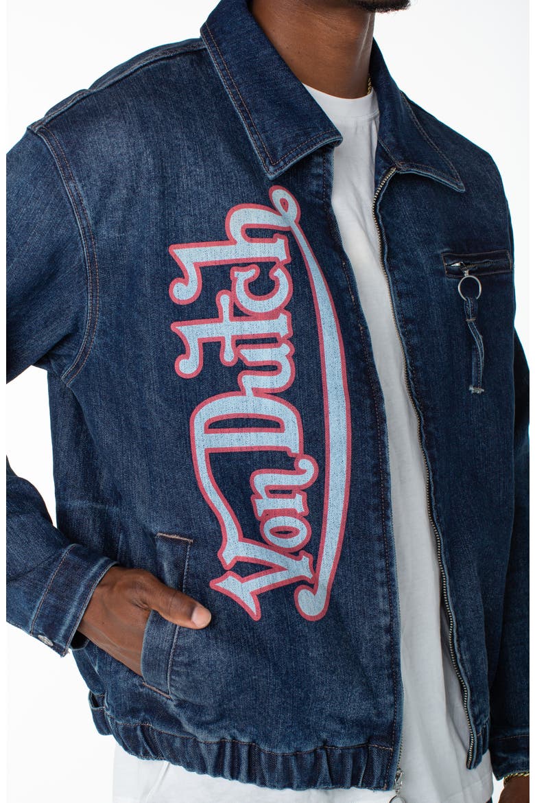 Pagans Collared Bomber Denim Jacket, Alternate, color, AZURE FROST