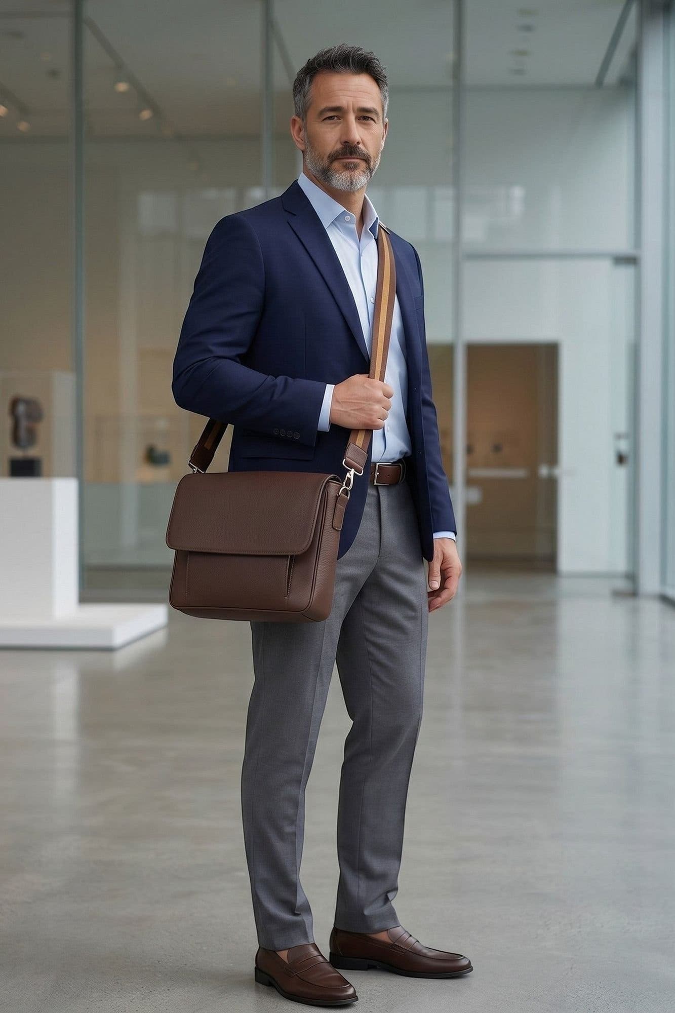 Slim Messenger, Alternate, color, Brown