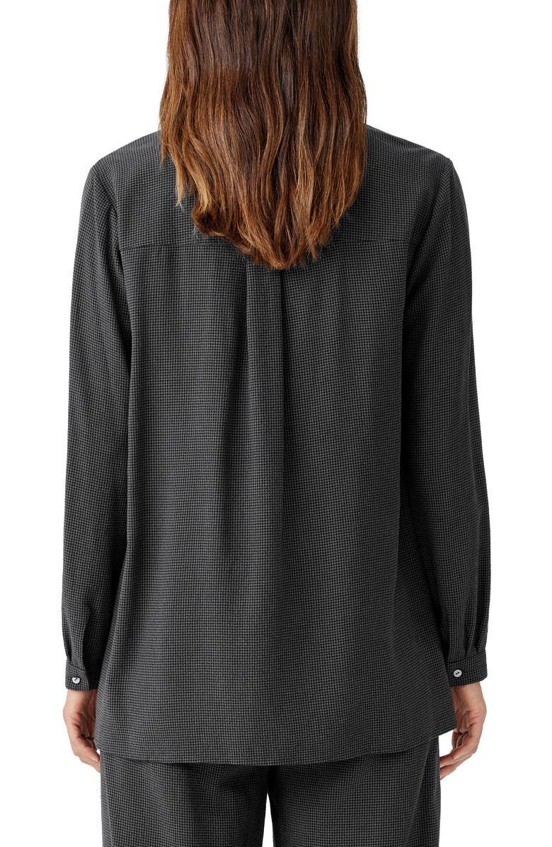 Eileen Fisher Mandarin Collar Easy Crepe Button-Up Shirt, Alternate, color, 