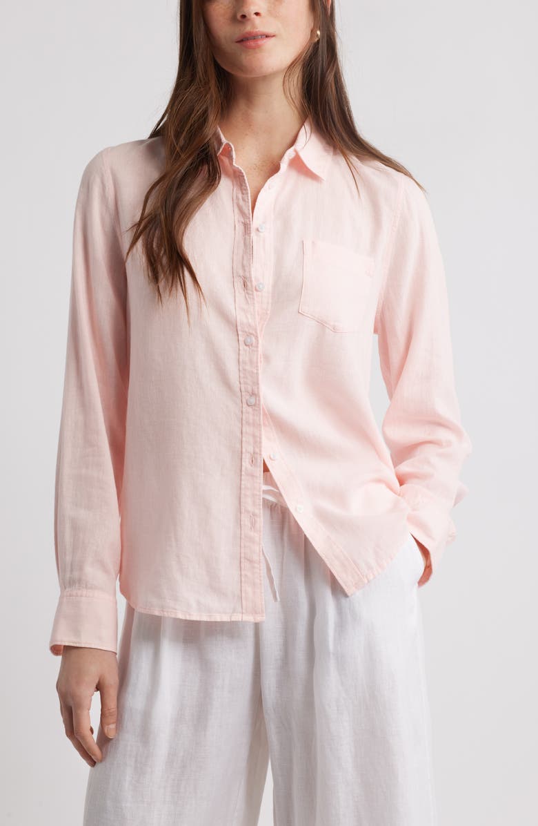 Caslon<sup>®</sup> Linen Blend Button-Up Shirt, Main, color, Pink Balm