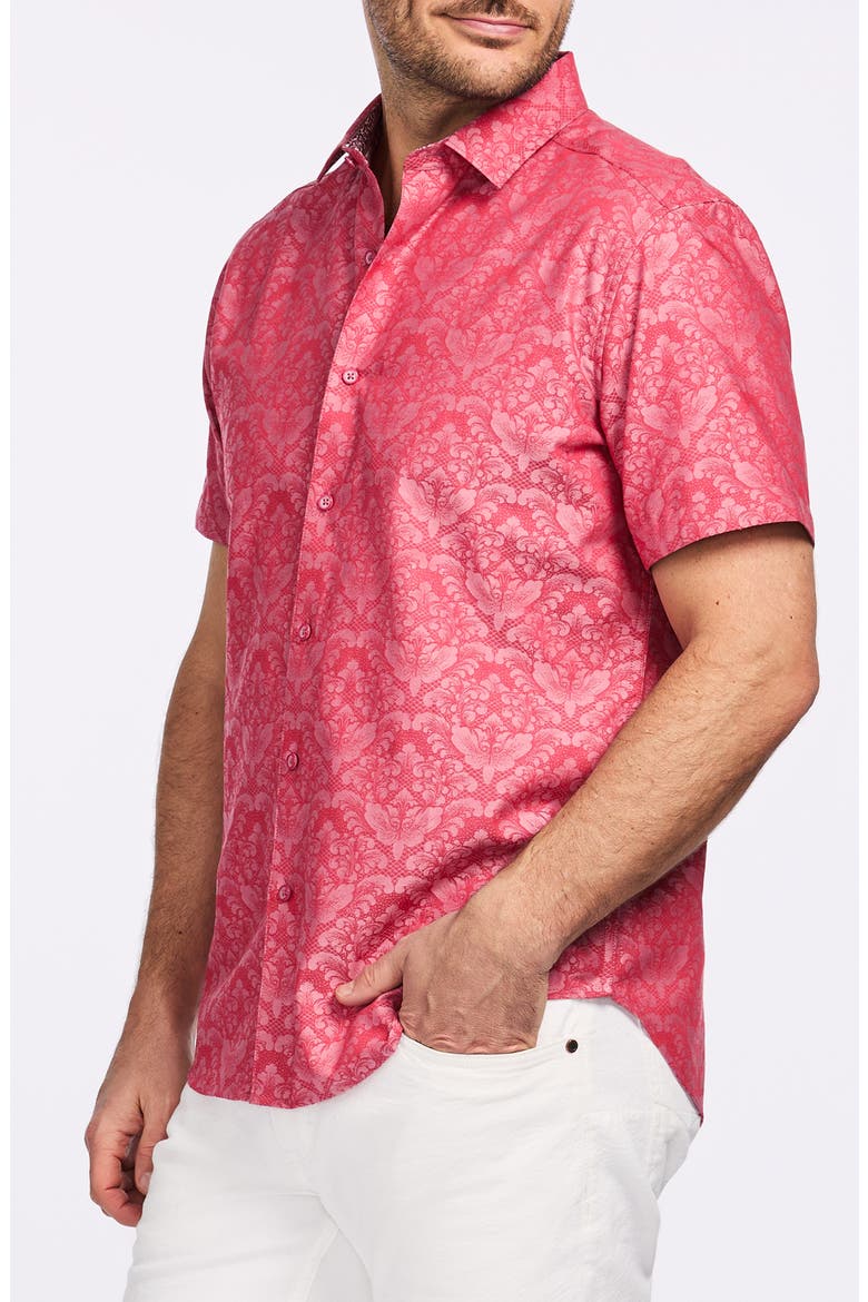 Bayview Short Sleeve Cotton Button-Up Shirt, Alternate, color, RED