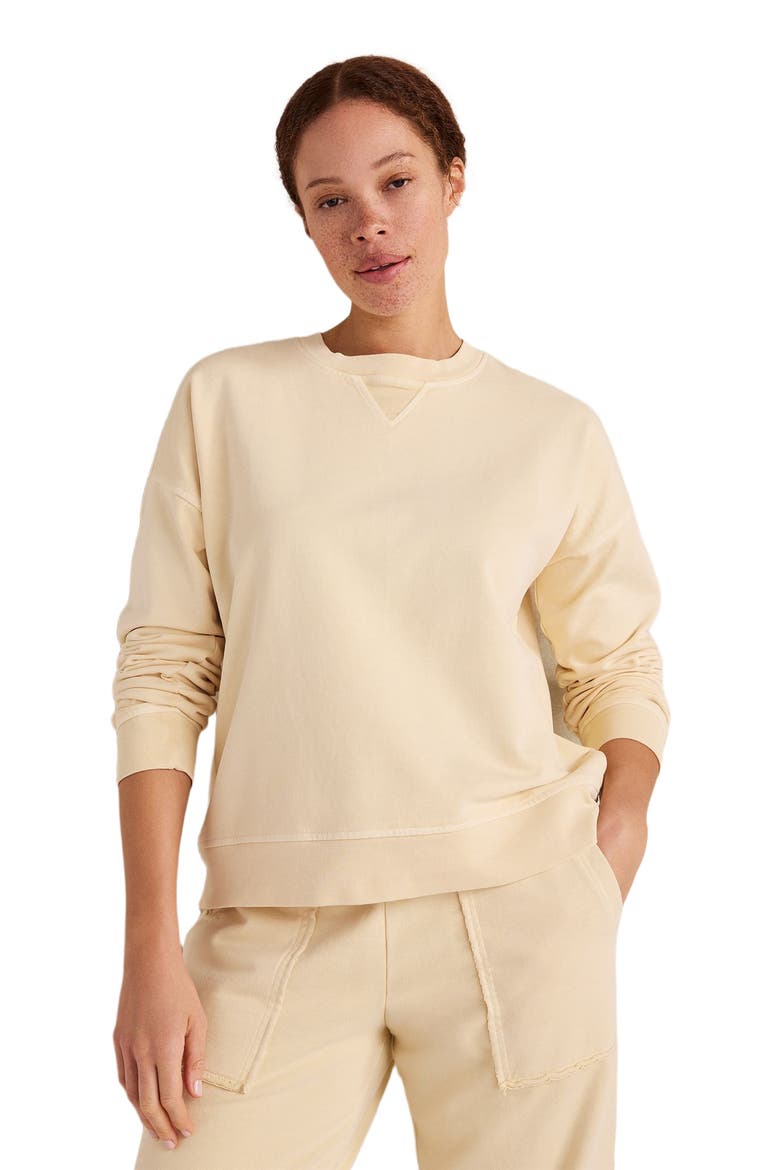 Garment-Dyed Organic Cotton Terry Crewneck, Main, color, Garment Dye Corn Stalk