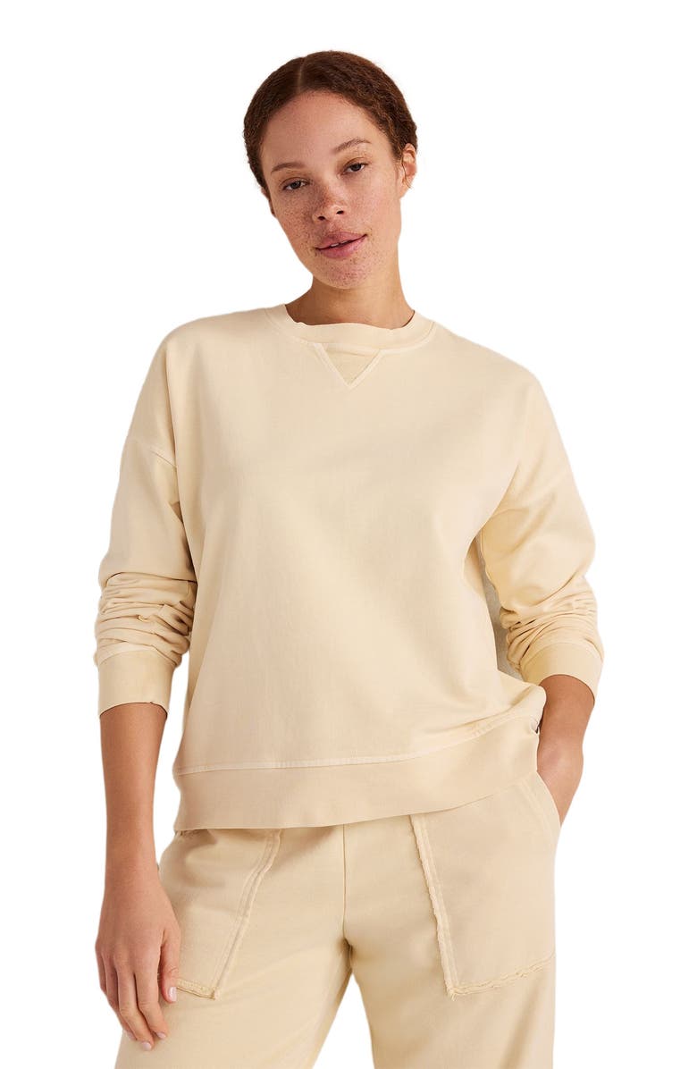 Haven Well Within Garment-Dyed Organic Cotton Terry Crewneck, Main, color, Garment Dye Corn Stalk