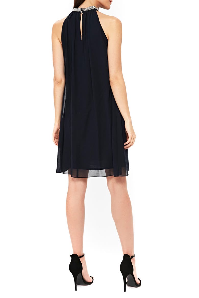Embellished Neck Shift Dress, Alternate, color, NAVY