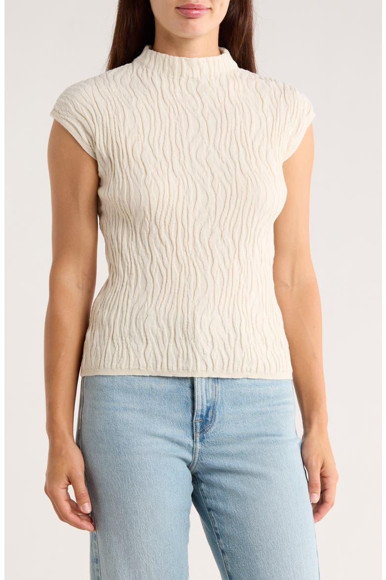 Animal Jacquard Stripe Cap Sleeve Sweater, Main, color, OATMEAL