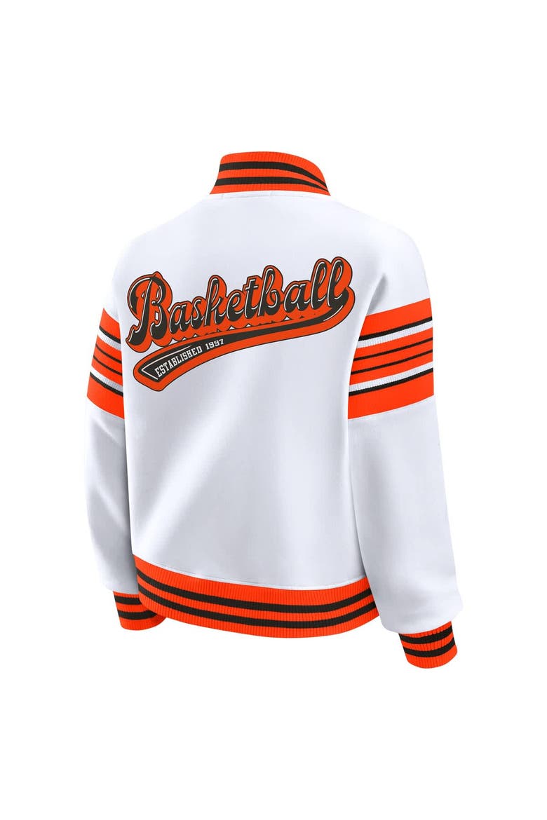 Women's WEAR by Erin Andrews White/Orange WNBA Full-Snap Fleece Sweatshirt Jacket, Alternate, color, White