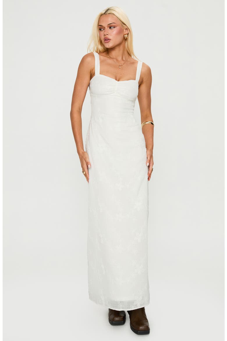 Maisone Floral Embroidered Maxi Dress, Alternate, color, WHITE