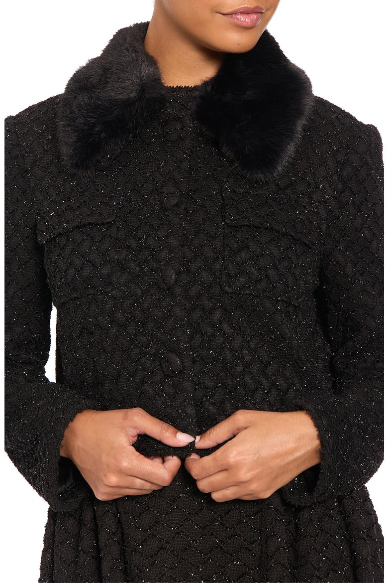 Metallic Faux Fur Collar Jacket, Main, color, BLACK/ BLACK