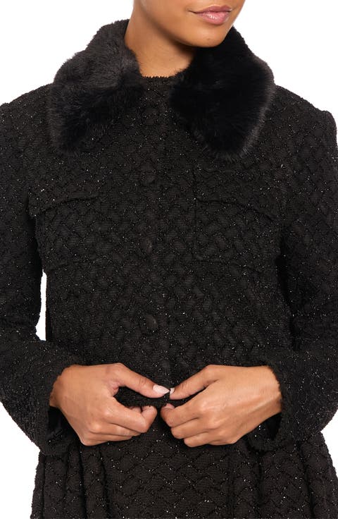 Metallic Faux Fur Collar Jacket