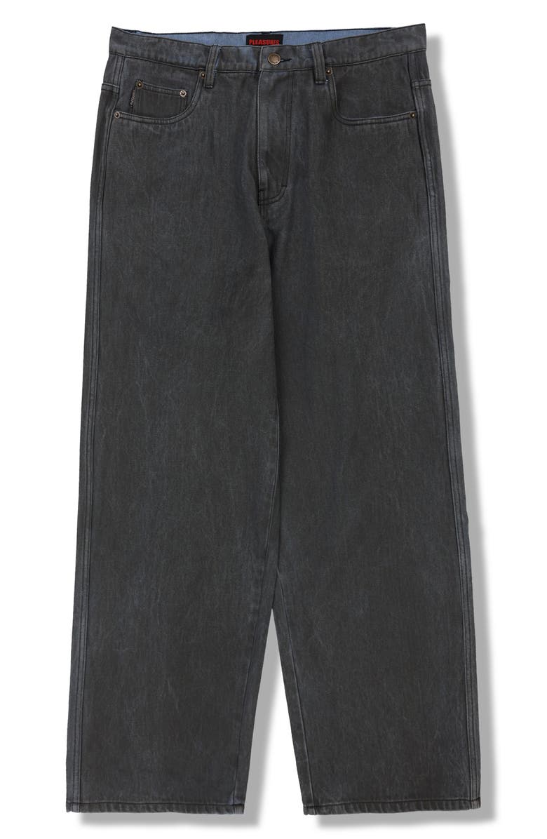 PLEASURES Spray Formula Baggy Jeans, Main, color, Black