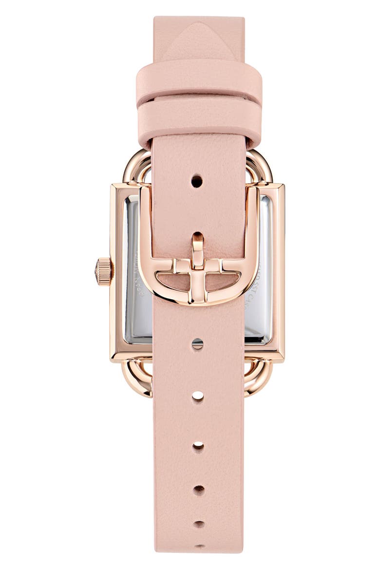 Square Leather Strap Watch, Alternate, color, PINK