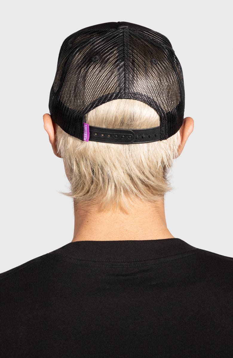 PLEASURES Semi Trucker Hat, Alternate, color, Black