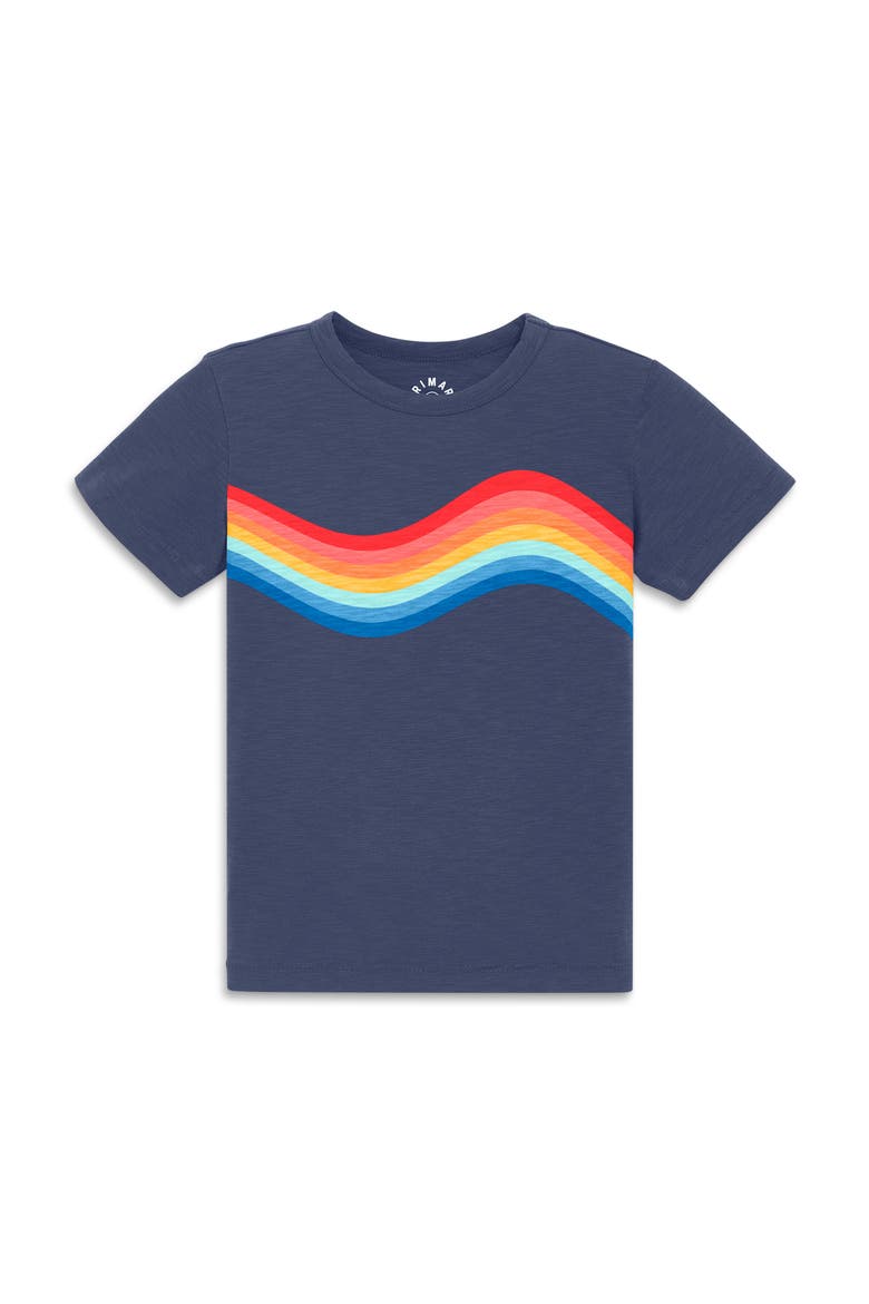 Kids Rainbow Wave Tee, Alternate, color, Sunwashed Navy