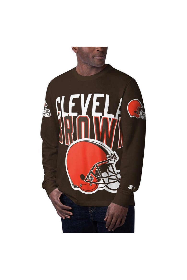 Men's Starter Brown Cleveland Browns Clutch Hit Long Sleeve T-Shirt, Main, color, Brown