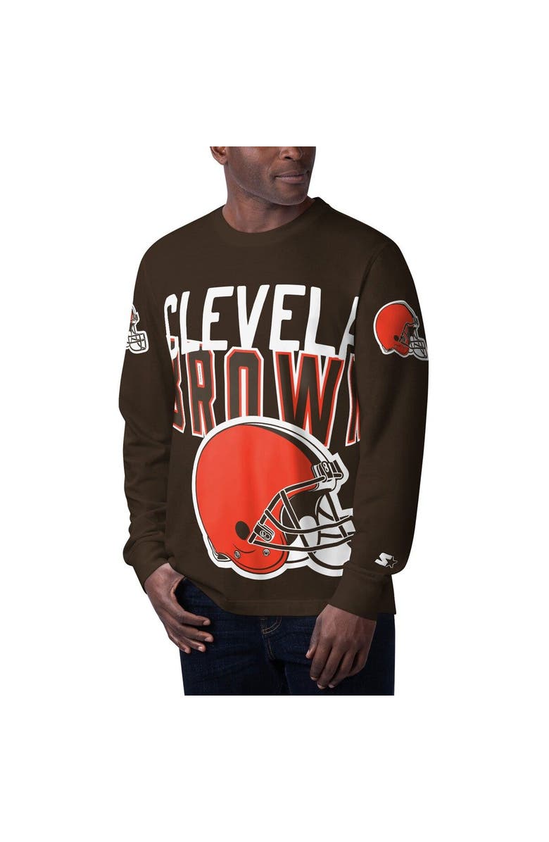STARTER Men's Starter Brown Cleveland Browns Clutch Hit Long Sleeve T-Shirt, Main, color, Brown