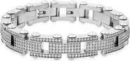 STEELTIME Men's Stainless Steel Simulated Diamond Studded Link Bracelet