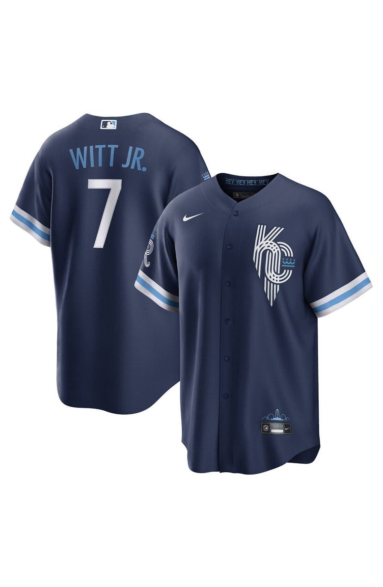Nike Men's Nike Bobby Witt Jr. Navy Kansas City Royals City Connect Replica Player Jersey, Main, color, 