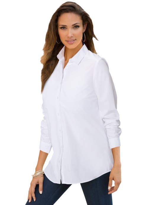 Plus Size Kate Long Sleeve Easy Cotton-Blend Button-Front Shirt (Plus)