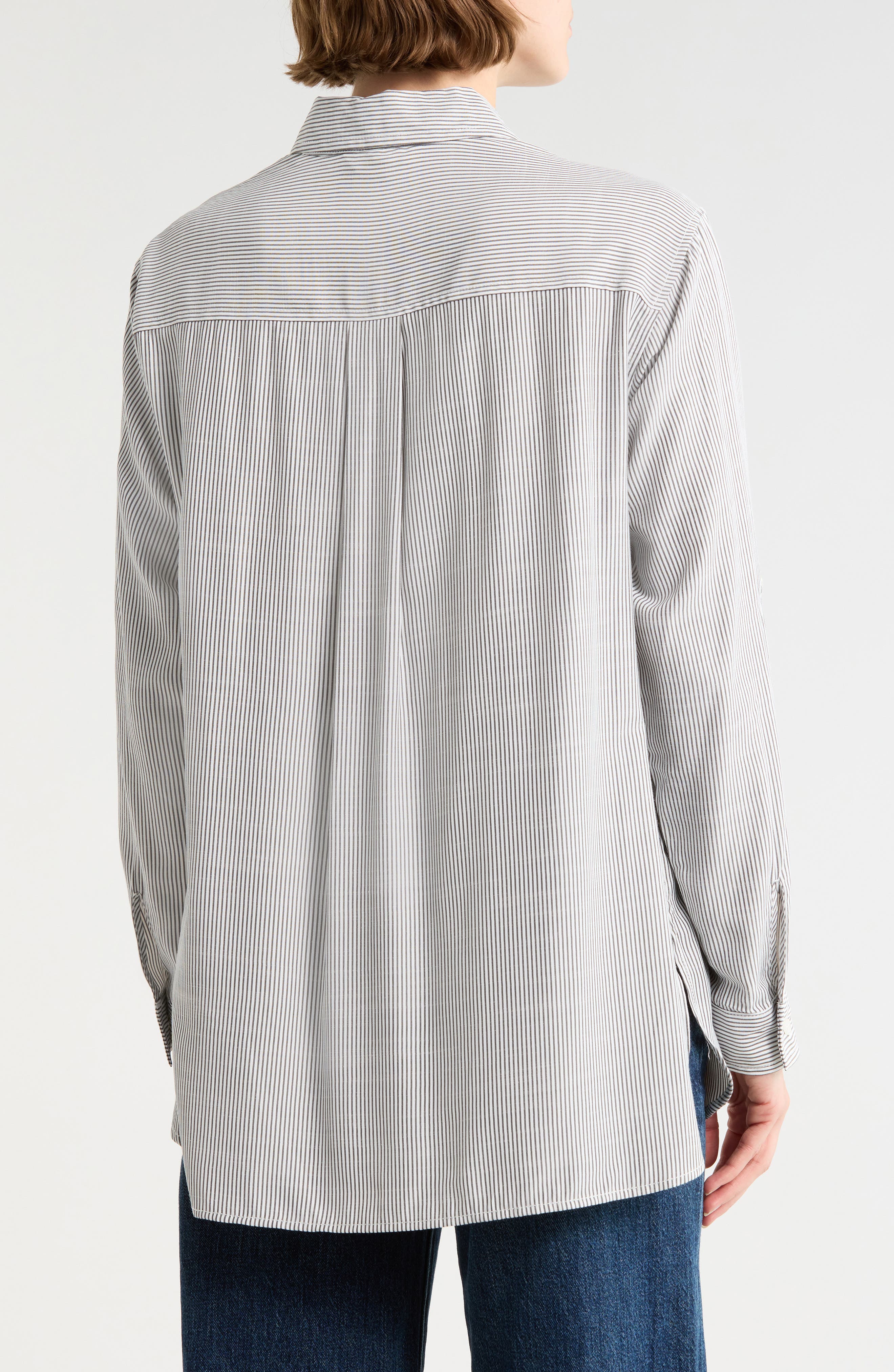 Stripe Oversize Long Sleeve Button-Up Tunic - image 2
