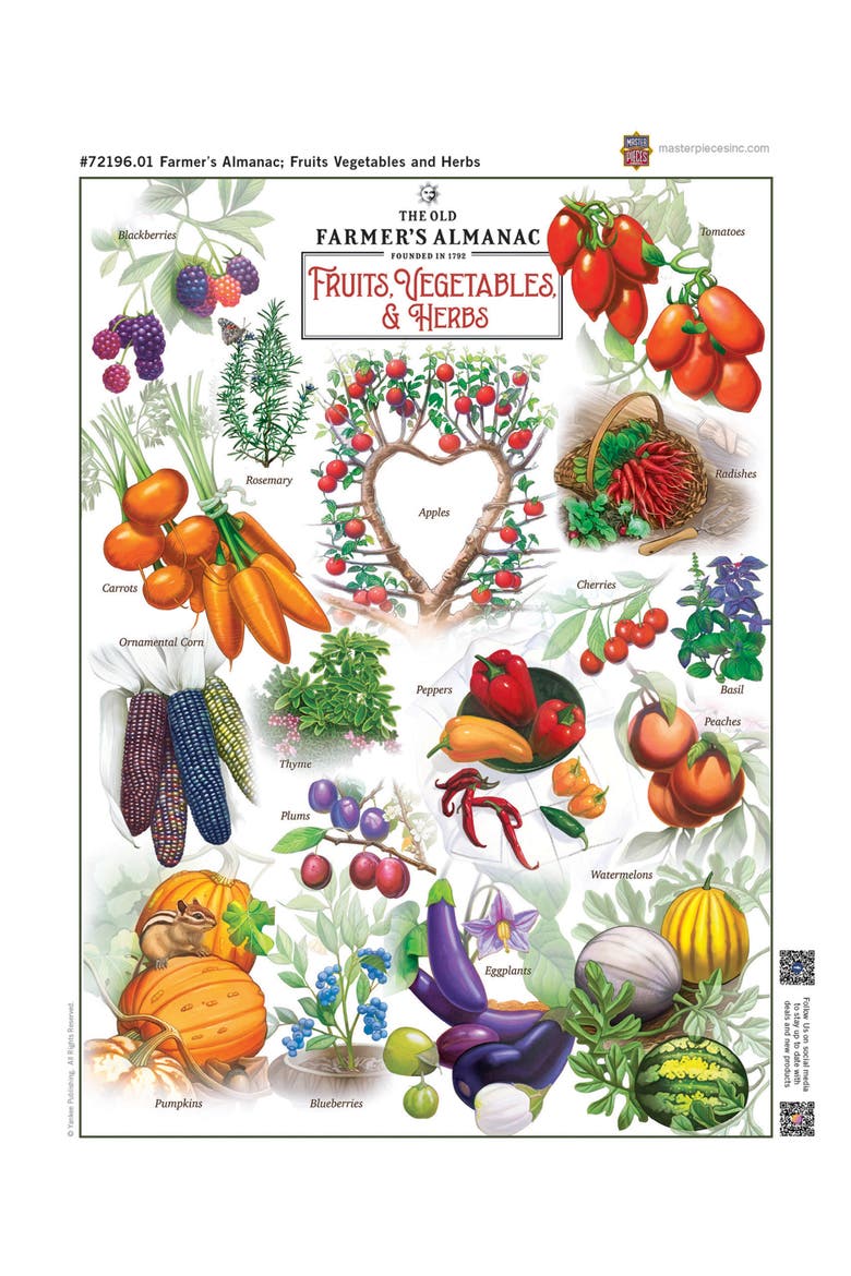 Fruits Vegetables & Herbs 1000pc Puzzle, Alternate, color, Multicolor