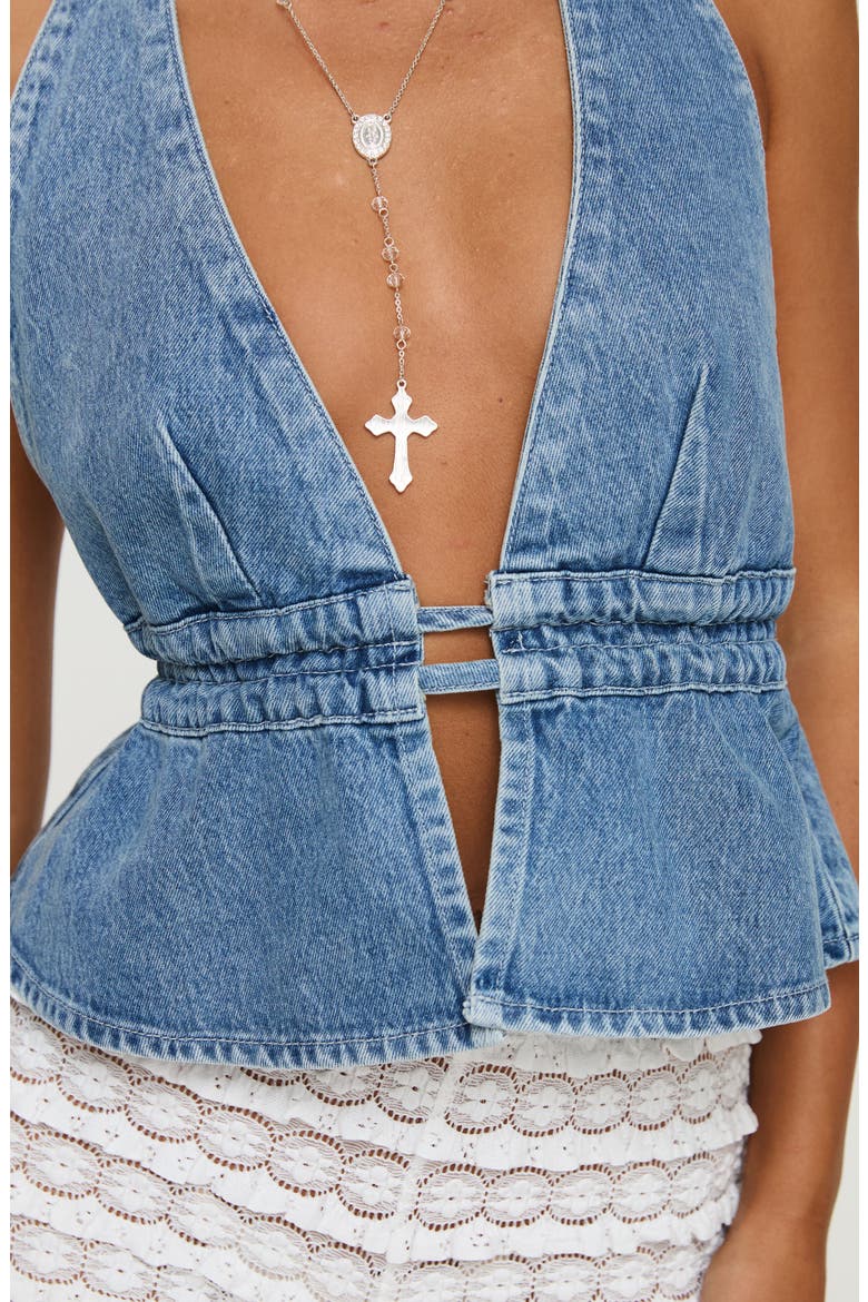 Sequoia Denim Halter Top, Alternate, color, BLUE