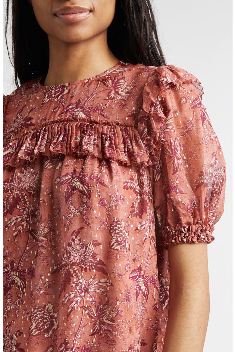 Jodie Puff Sleeve Floral Top, Alternate, color, OLEANDER