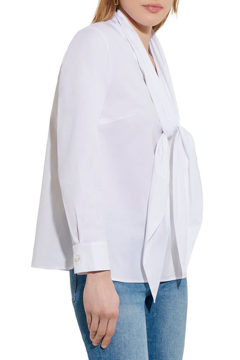 Tie Neck Poplin Blouse, Alternate, color, WHITE