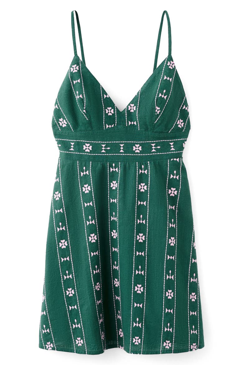 Embroidered Cotton Minidress, Main, color, GREEN