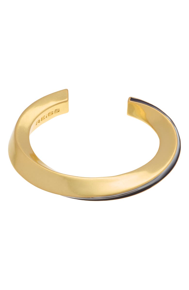 Reiss Thea Twist Enamel Cuff, Main, color, Gold Tone / Burgundy