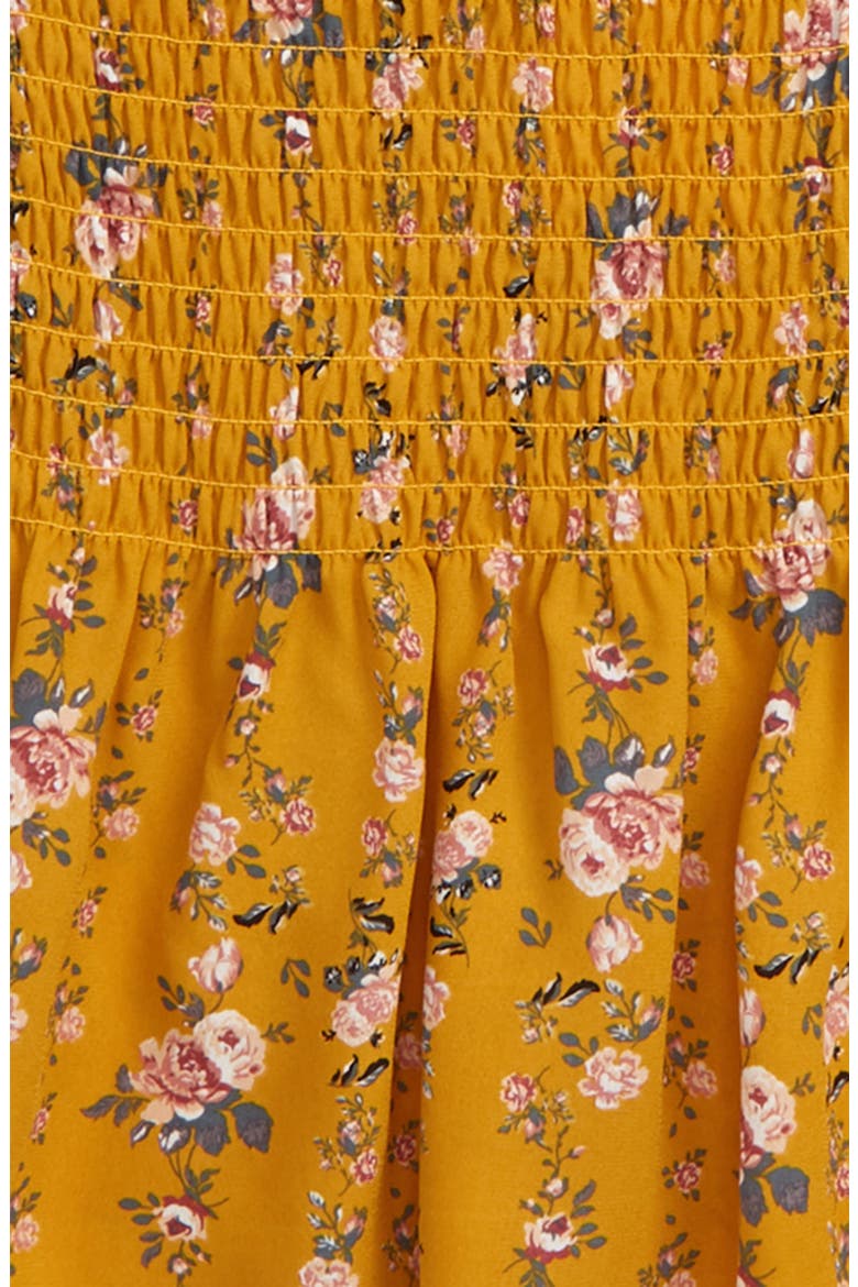 Floral Smocked Off the Shoulder Top, Alternate, color, GOLDEN PEONY