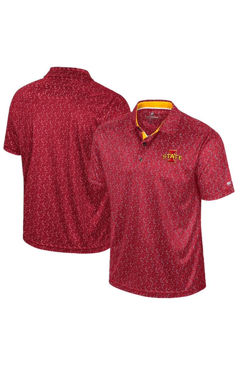 COLOSSEUM Men's Colosseum Cardinal Iowa State Cyclones Sublimated Golf Polo, Main, color, 