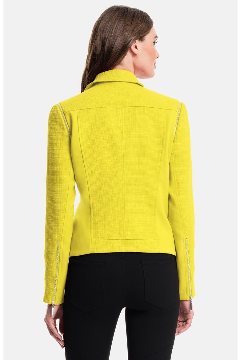 Piqué Sateen Moto Jacket, Alternate, color, DANDELION